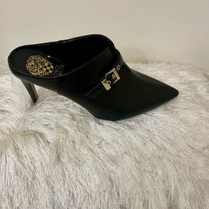 Vince Camino Mules with Gold Accent and Stiletto Heel